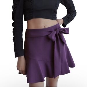 Zara belted A-line skirt shorts purple plum skorts women’s Size Medium